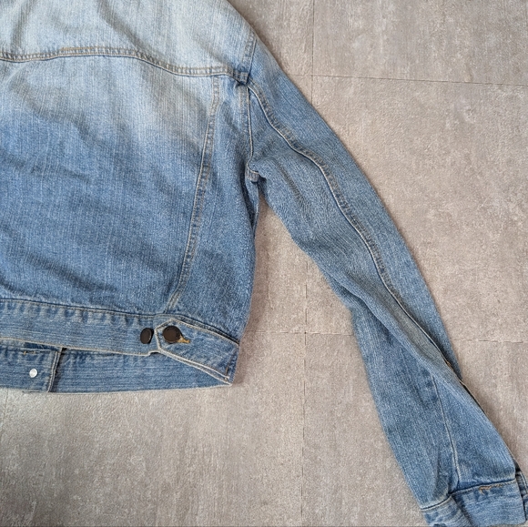 Life In Progress Jacket Womens Medium Blue Denim Button Front Crop Jean Jacket - Picture 8 of 8